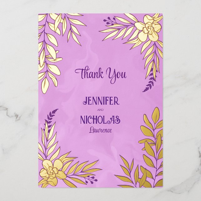 Invitation En Aluminium Ornements de fleurs et de feuilles élégants pour m (Recto)