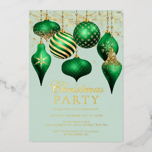 Invitation En Aluminium Ornements élégants verts et or pour la fête de Noë