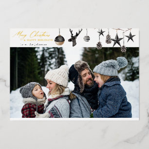 Invitation En Aluminium Ornements noirs & Para Photo Joyeux Noël