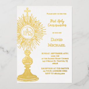 Invitation En Aluminium Ostensoir en feuille d'or   Première communion