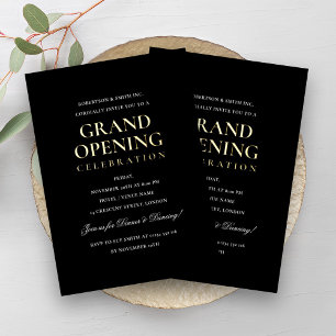 Invitation En Aluminium Ouverture solennelle d'entreprise en noir