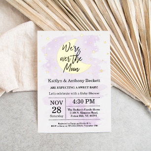 Invitation En Aluminium Over The Moon Baby Shower Genre Neutre Réel
