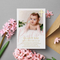 Pale Pale Rose Pâle de croix d'or Baptême Foil