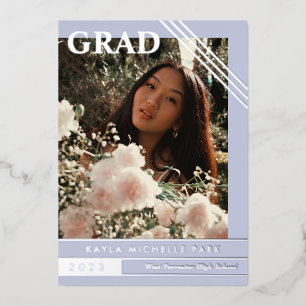 Invitation En Aluminium Pale Periwinkle Silver Lines Diplôme photo