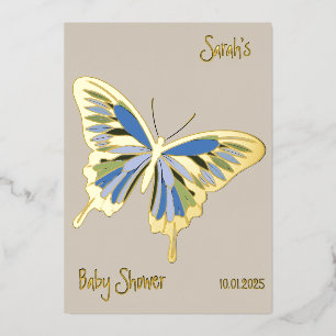 Invitation En Aluminium Palette Douce Papillon Baby Shower Or