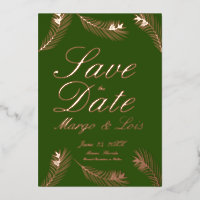 Palm Leaf Enregistrer la date Vert Or Pressé