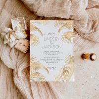 Palm Tree Tropical Minimaliste Plage Mariage Or