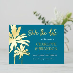 Invitation En Aluminium Palmiers turquoises Mariage Plage Économisez La Da