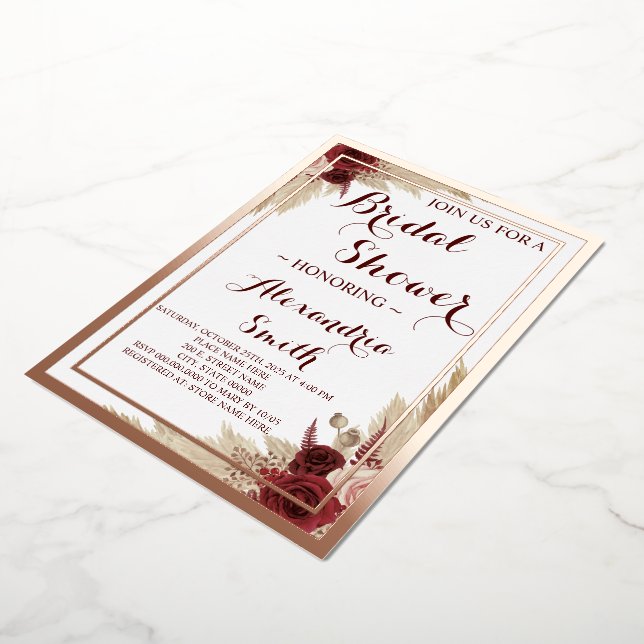 Invitation En Aluminium Pampas Grass Fête des mariées Rose Or (Rotation)