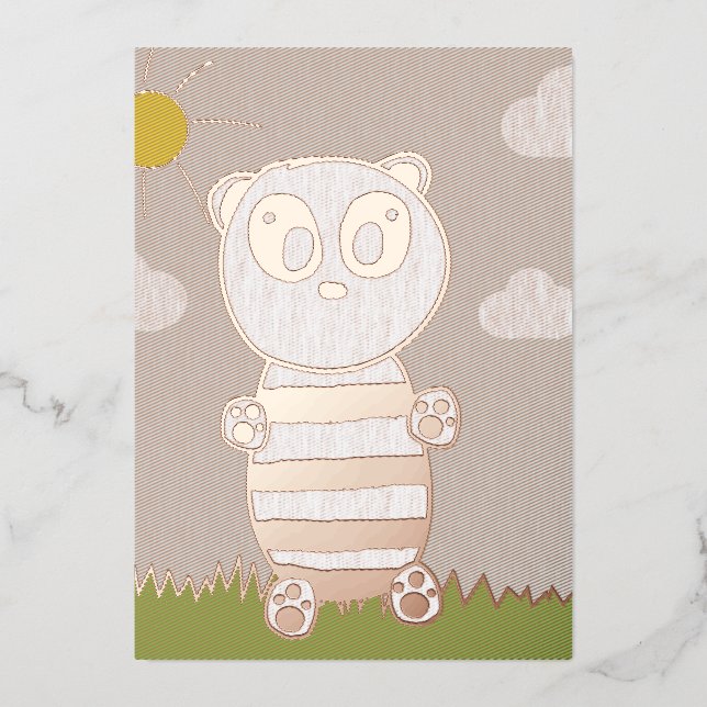 Invitation En Aluminium Panda Kids (Recto)