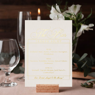 Invitation En Aluminium Panneau de bar de mariage calligraphié blanc ivoir