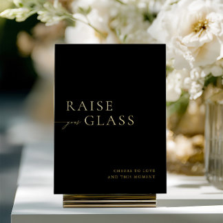 Invitation En Aluminium Panneau de bar de mariage noir et or minimaliste