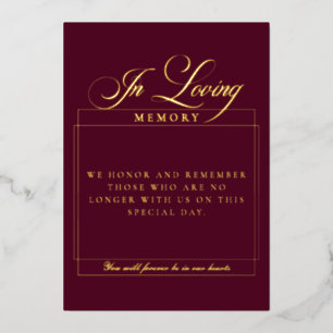 Invitation En Aluminium Panneau de calligraphie burgundy classique en souv