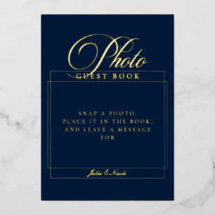 Invitation En Aluminium Panneau de livre d'or de mariage en bleu marine cl