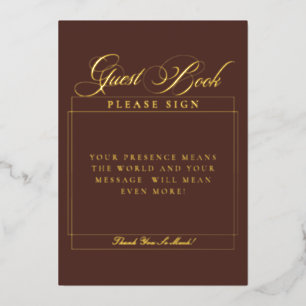 Invitation En Aluminium Panneau de livre d'or de mariage marron ivoire cla