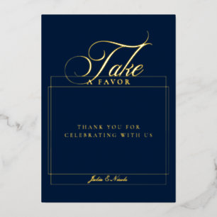 Invitation En Aluminium Panneau de mariage Classic Navy Blue Take A Favor