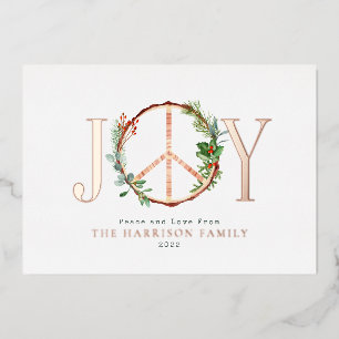 Invitation En Aluminium Panneau de Paix Joie Amour Noël rustique