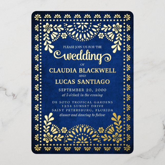 Invitation En Aluminium Papel Picado Mariage (Recto)