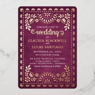 Invitation En Aluminium Papel Picado Mariage Bourgogne