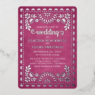 Invitation En Aluminium Papel Picado Mariage rose