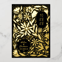 Papercut Fleurs rustiques Noir Enregistrer la date