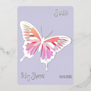 Invitation En Aluminium Papier à lettre Baby Shower palette douce papillon