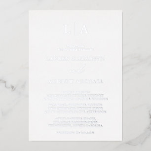 Invitation En Aluminium Papier à Lettre de Mariage Minimaliste Monogramme 