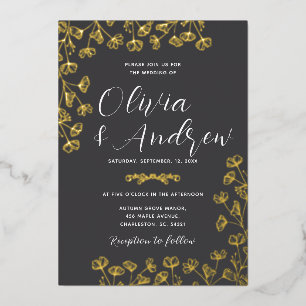 Invitation En Aluminium Papier à lettres élégant en feuille d'or véritable
