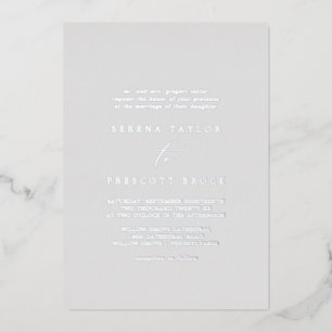Invitation En Aluminium Papier alu argenté délicat Mariage traditionnel