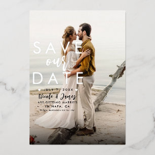 Invitation En Aluminium Papier alu argenté moderne type photo pour save th