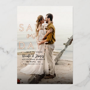 Invitation En Aluminium Papier alu Rose Gold moderne pour photo de type En