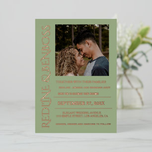 Invitation En Aluminium Papier cartonné vert sauge classique avec feuille