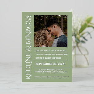 Invitation En Aluminium Papier cartonné vert sauge classique pour mariage