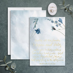 Invitation En Aluminium Papier d'art fin calligraphié à motif de fleur sau