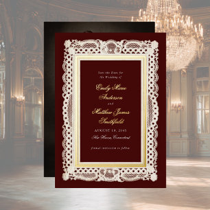 Invitation En Aluminium Papier découpé vintage Photo Mariage Date de sauve