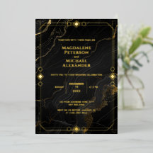 Papier d'Or Luxe Mariage Noir Marbre Art Déco