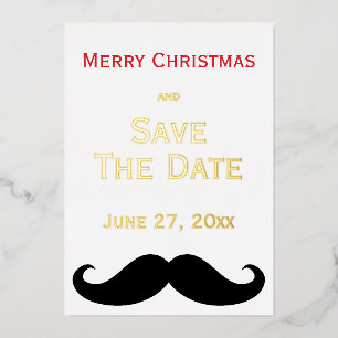 Invitation En Aluminium Papier doré Joyeux Noël Enregistrez la date Mousta