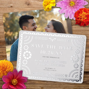 Invitation En Aluminium Papier Foil Picado Photo Mariage Enregistrer La Ca