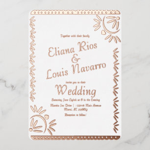 Invitation En Aluminium Papier mexicain Picado Gold Mariage Pressing Foil