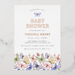 Invitation En Aluminium Papillon baby shower