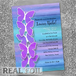 Invitation En Aluminium Papillon bat mitzvah Turquoise Purple Aquarelle<br><div class="desc">Papillon bat mitzvah Turquoise Purple Aquarelle. Des dessins bat mitzvah d'Umua. Imprimé et expédié par Zazzle ou son partenaire.</div>