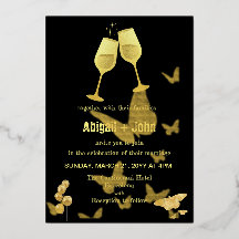 Papillon de mariage Verre à vin doré