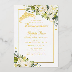 Invitation En Aluminium Papillon doré à fleurs Quinceanera