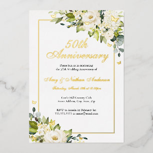Invitation En Aluminium Papillon floral blanc 50e anniversaire Mariage