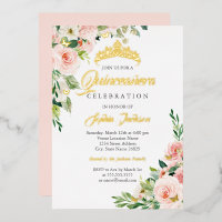 Papillon floral Blush Pink Gold Quinceanera