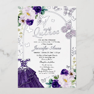 Invitation En Aluminium Papillon Quince foncé Robe pourpre Argent