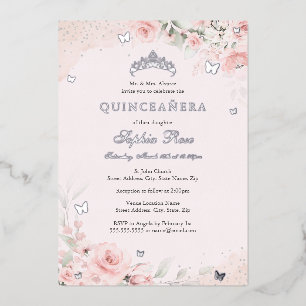 Invitation En Aluminium Papillon rose pâle Rose Quinceanera 15e