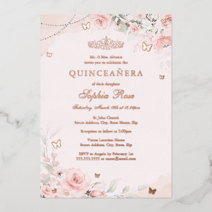 Invitation En Aluminium Papillon rose rose pâle molle Quinceanera 15e