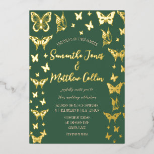 Invitation En Aluminium Papillons Boho Green Gold Mariage