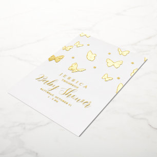Invitation En Aluminium Papillons dans le Baby shower de l'Air Gold